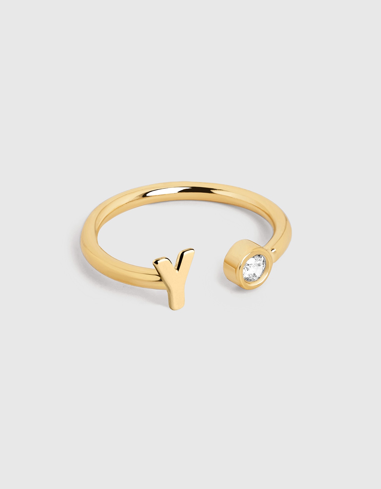 Imagen 1 de Anillo personalizado letter spark de acero bañado en oro - Singularu - y - Blanco Blanco