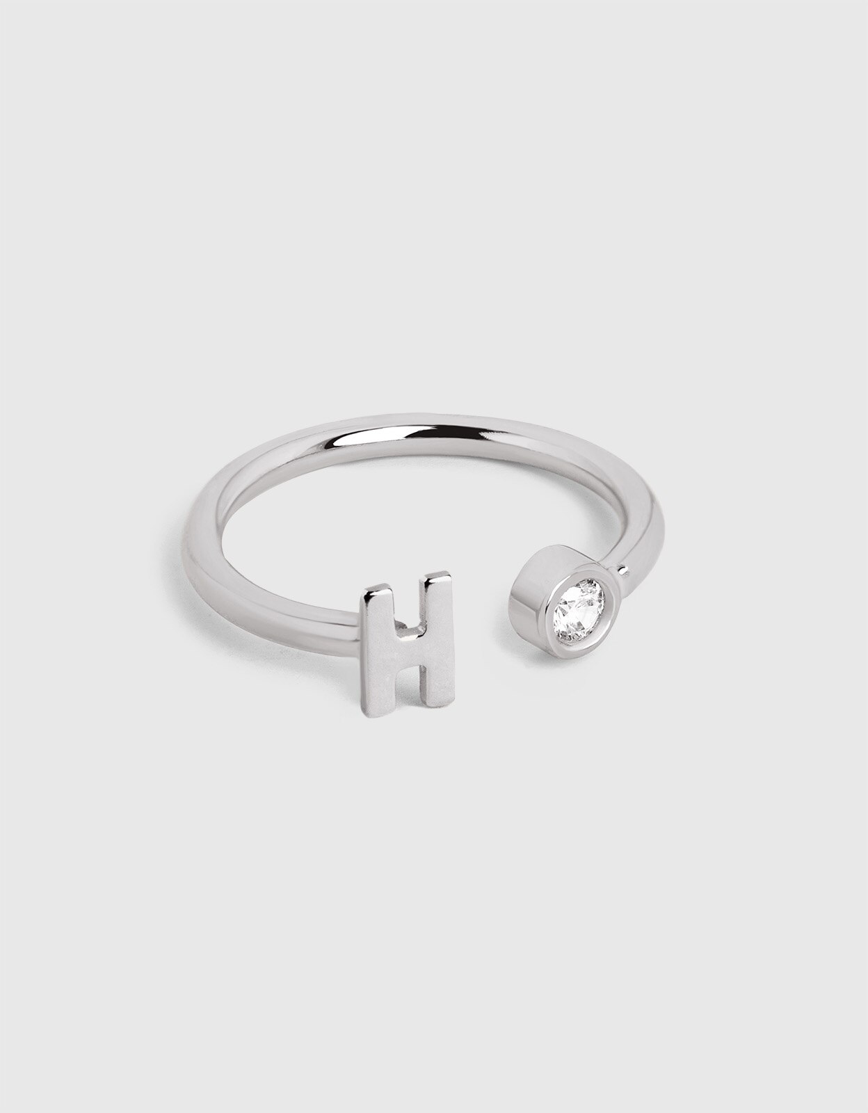 Anillo personalizado letter spark de acero - Singularu - h - Blanco Blanco-1