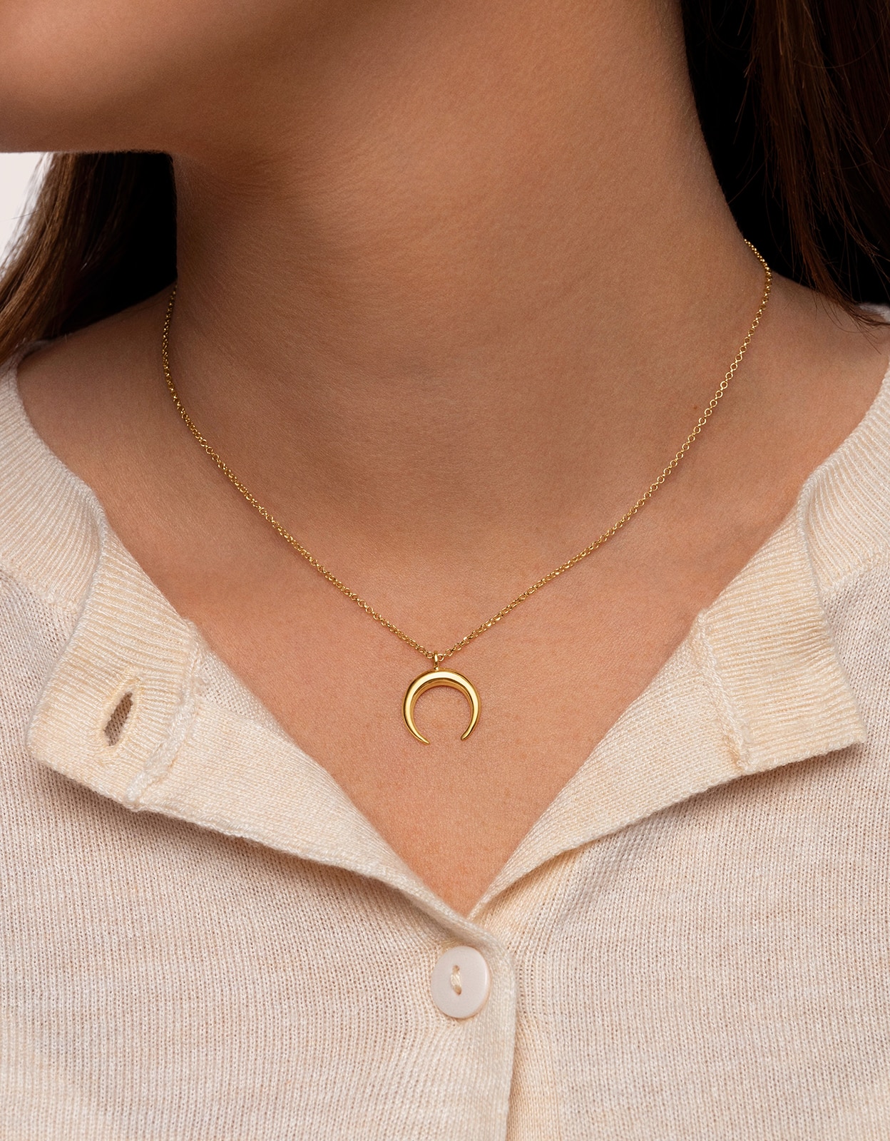 Imagen 2 de Collar moonset de acero bañado en oro - Singularu - Dorado Dorado
