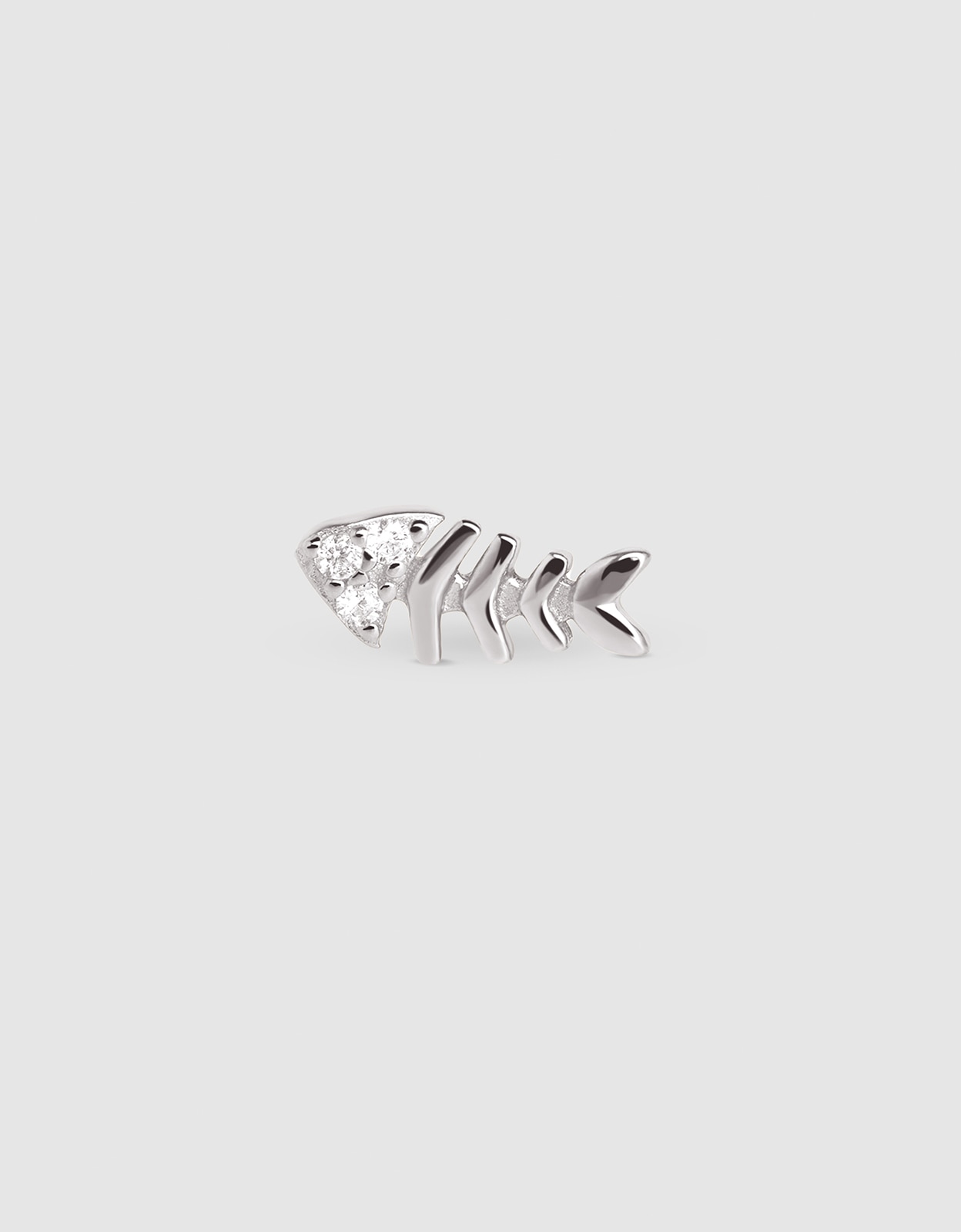 Imagen 0 de Piercing fishbone spark de aleación de metales bañado en rodio Plateado
