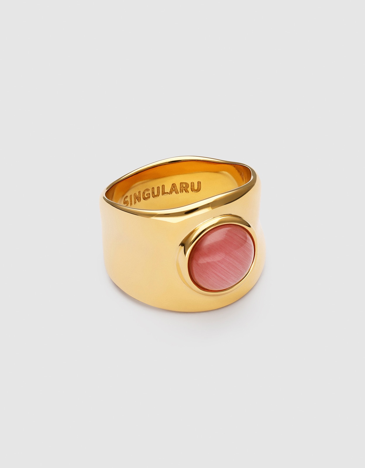 Anillo my pink stone de acero bañado en oro - Singularu - Rosa Rosa-1