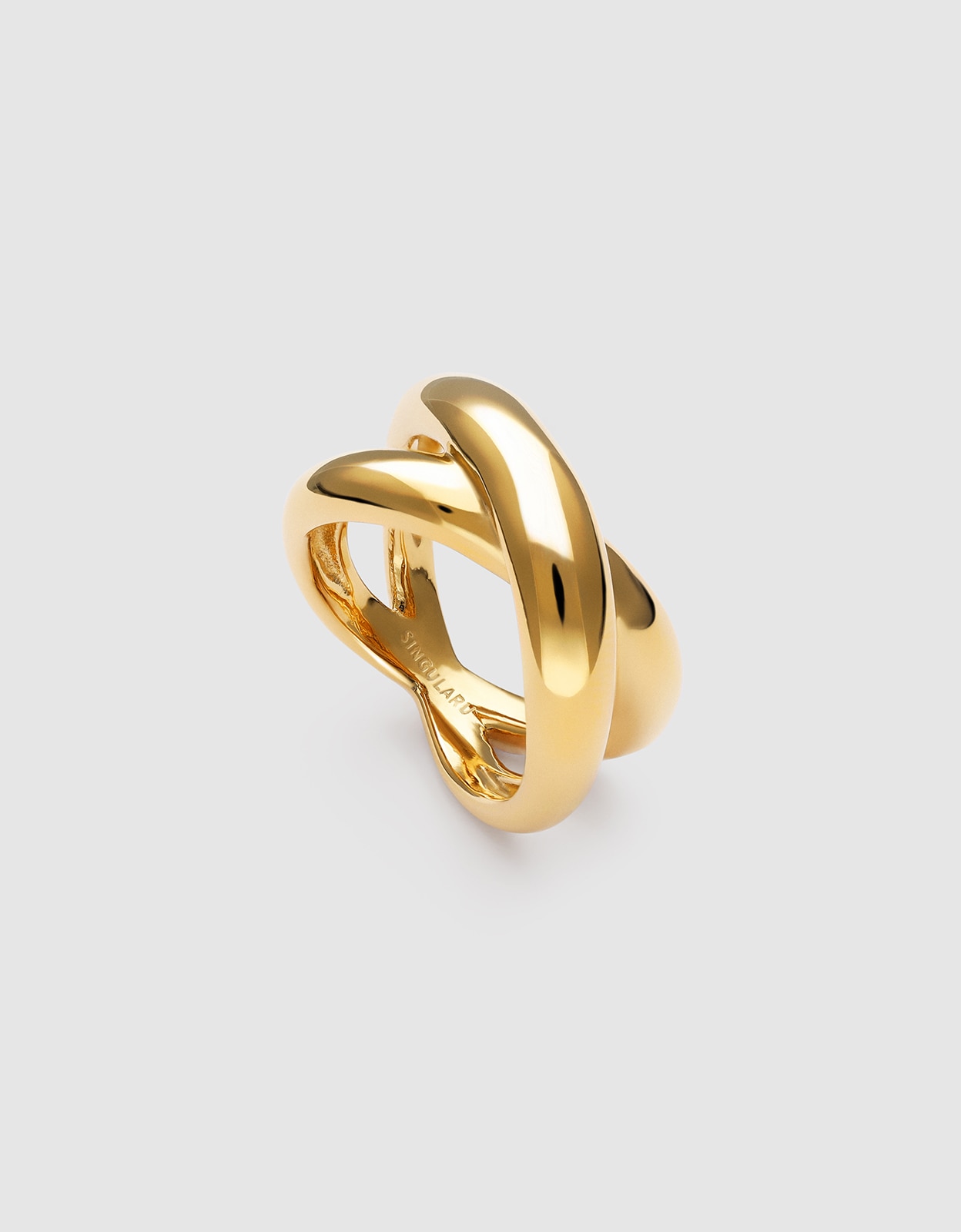 Anillo single cross de acero bañado en oro - Singularu - Dorado Dorado-3