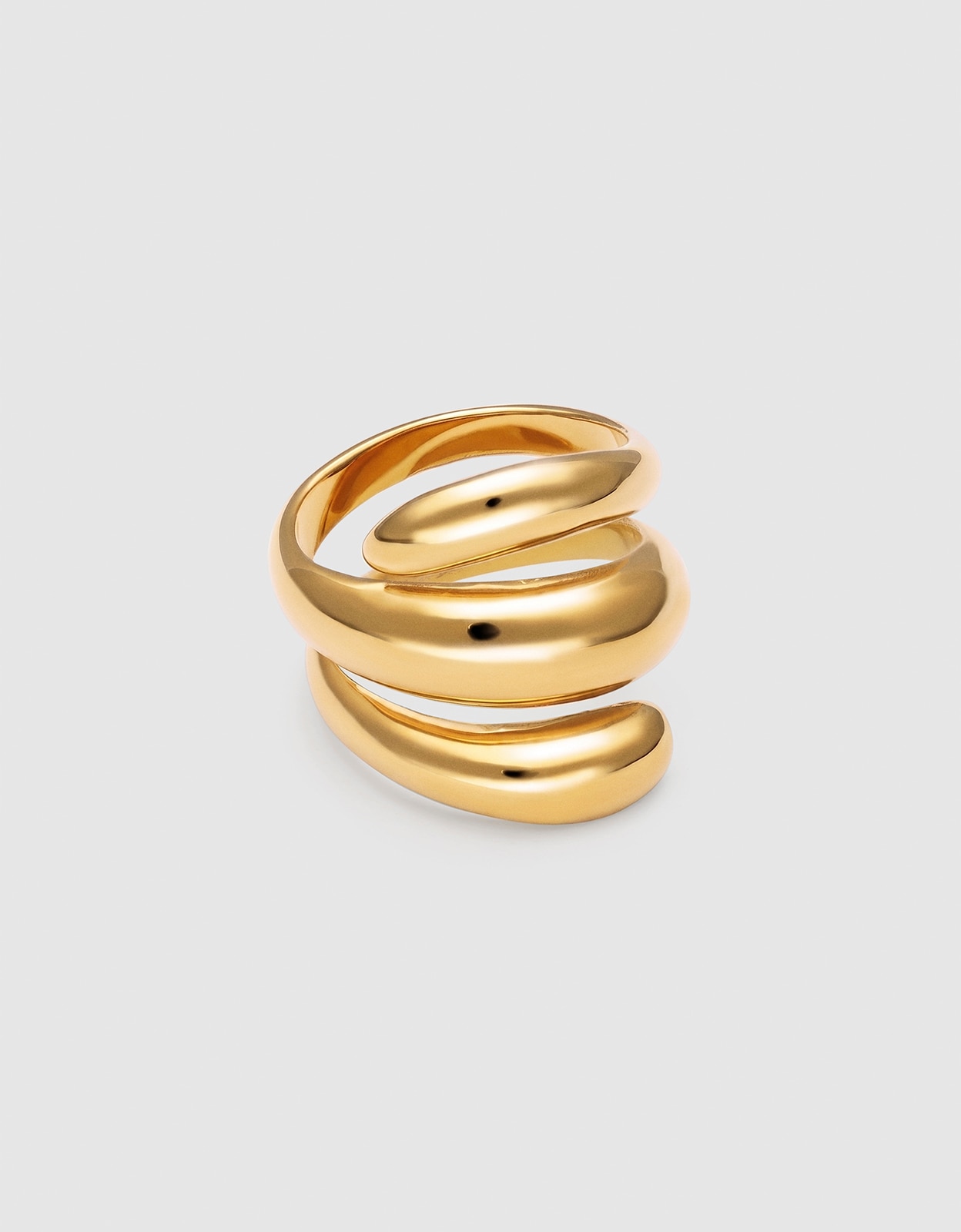 Anillo bucle de acero bañado en oro - Singularu - Dorado Dorado-1