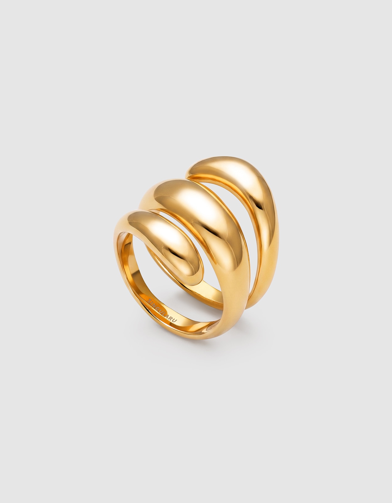 Anillo bucle de acero bañado en oro - Singularu - Dorado Dorado-3