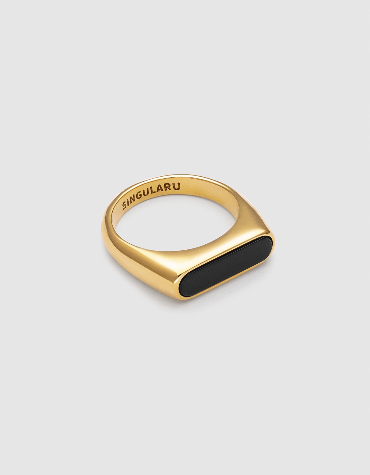 Imagen 0 de Anillo proa negro de acero bañado en oro Negro
