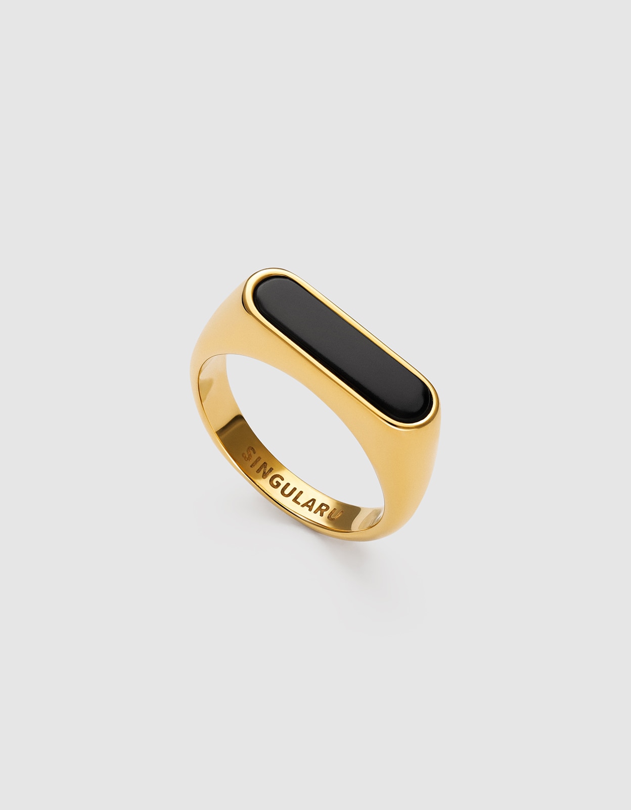 Anillo proa de acero bañado en oro - Singularu - Negro Negro-3