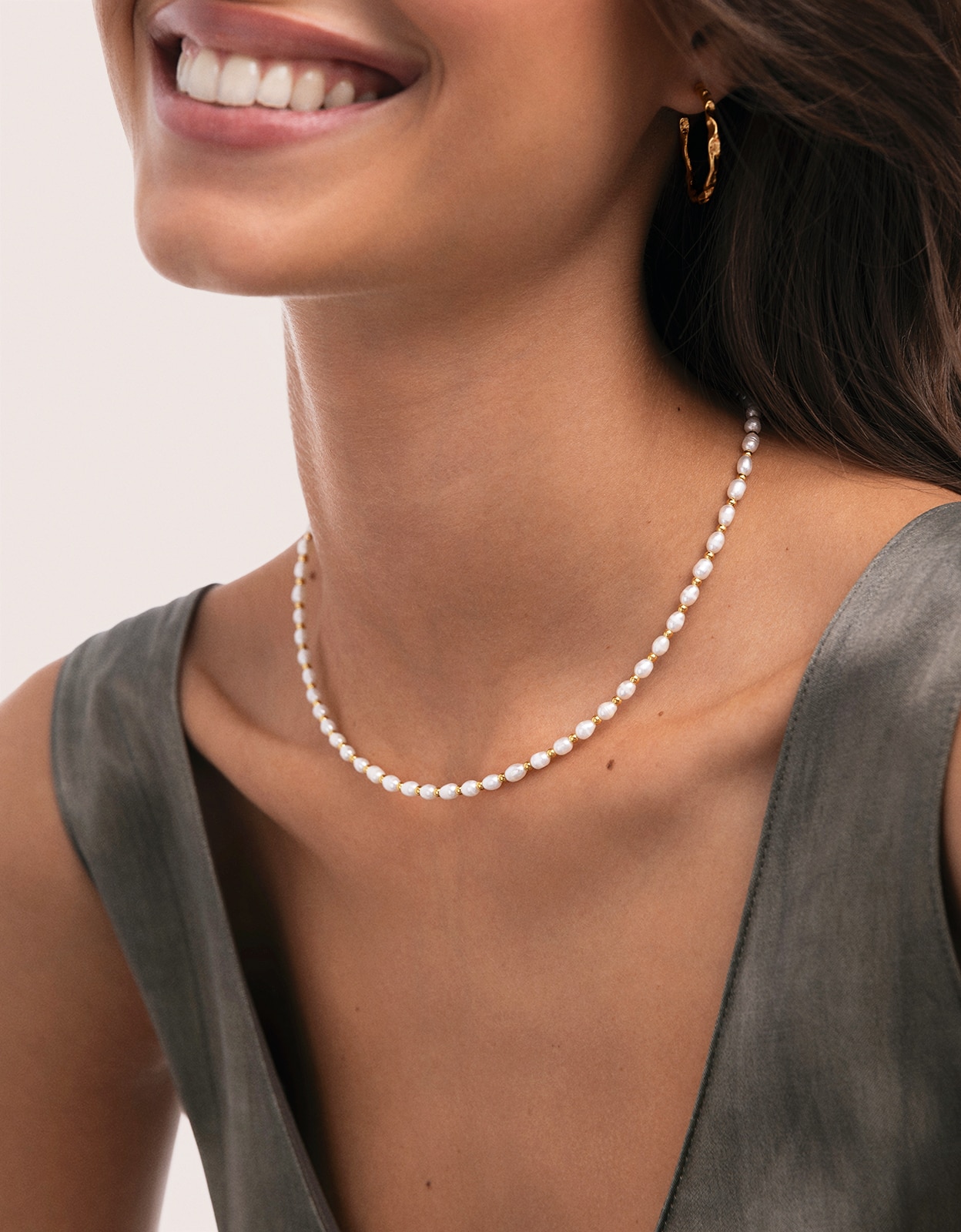 Collar olympia de acero bañado en oro - Singularu - Blanco Blanco-2