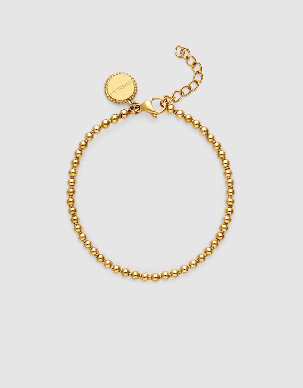 Imagen 0 de Pulsera de cadena rosario de acero bañado en oro Dorado