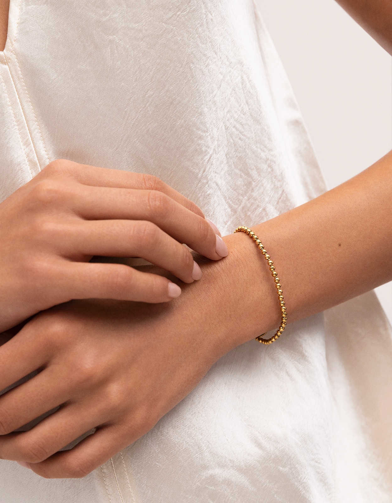 Pulsera de cadena rosario de acero bañado en oro - Singularu - Dorado Dorado-3