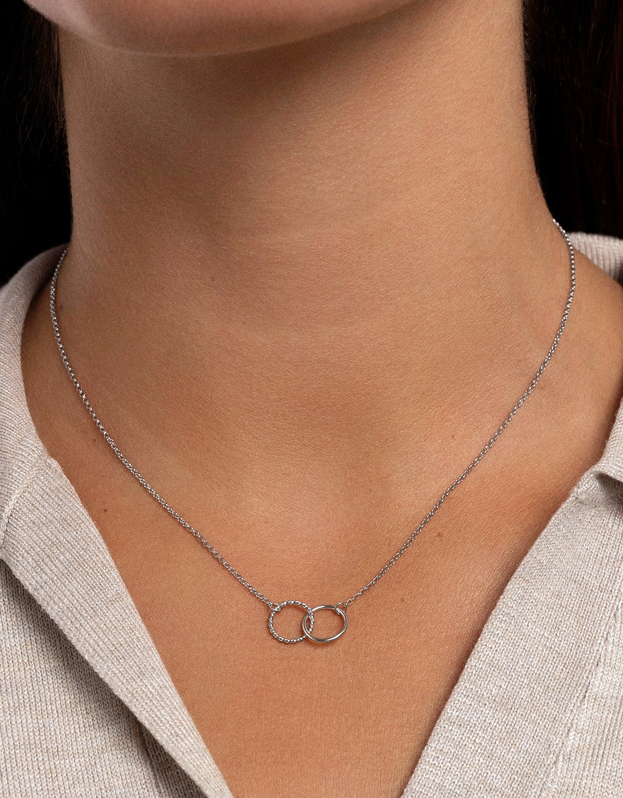 Collar circles twist de acero - Singularu - Plateado Plateado-2