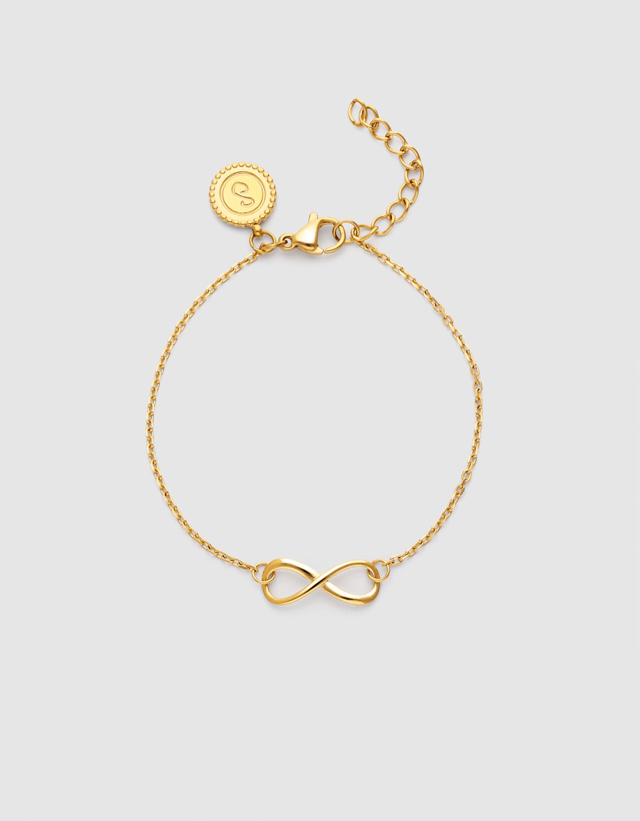 Pulsera de cadena infinito de acero bañado en oro - Singularu - Dorado Dorado-1