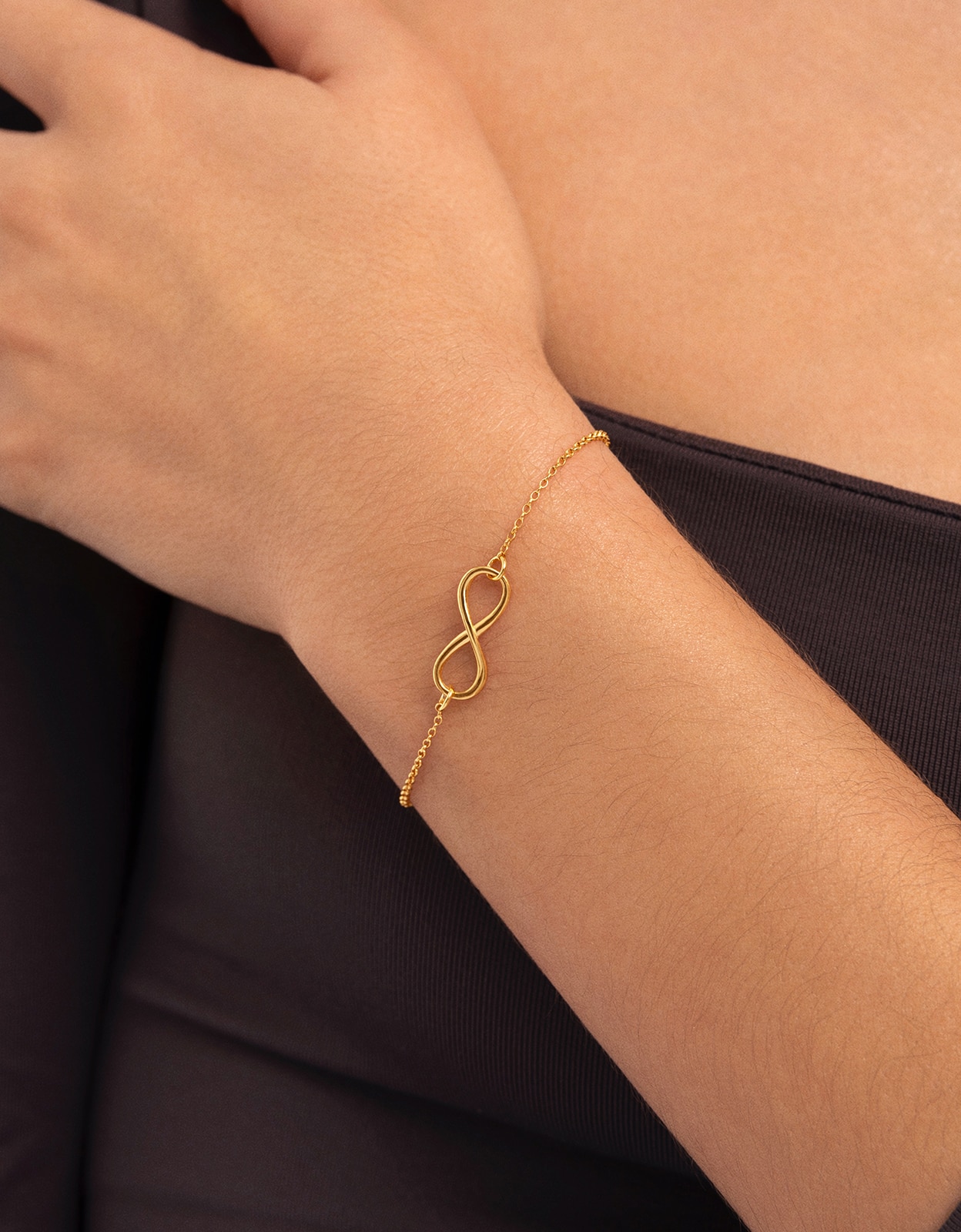 Pulsera de cadena infinito de acero bañado en oro - Singularu - Dorado Dorado-2