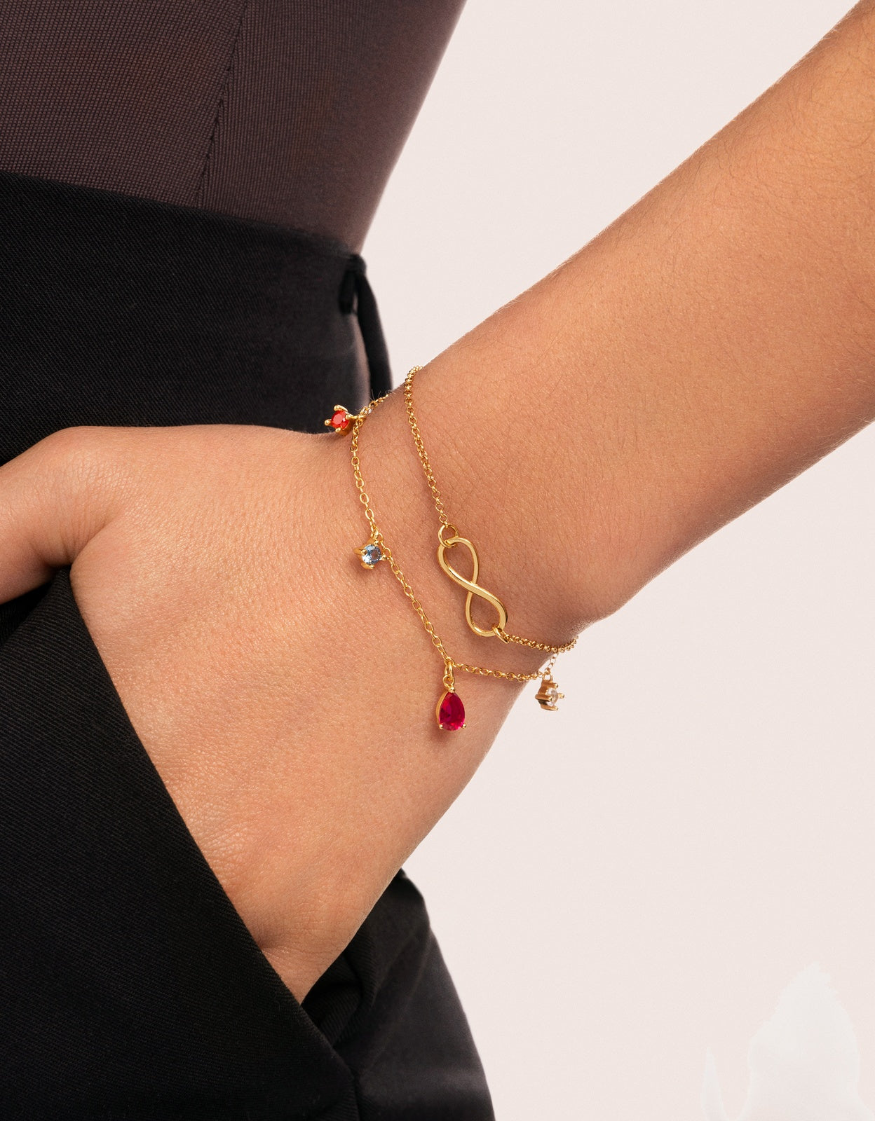Pulsera de cadena infinito de acero bañado en oro - Singularu - Dorado Dorado-4