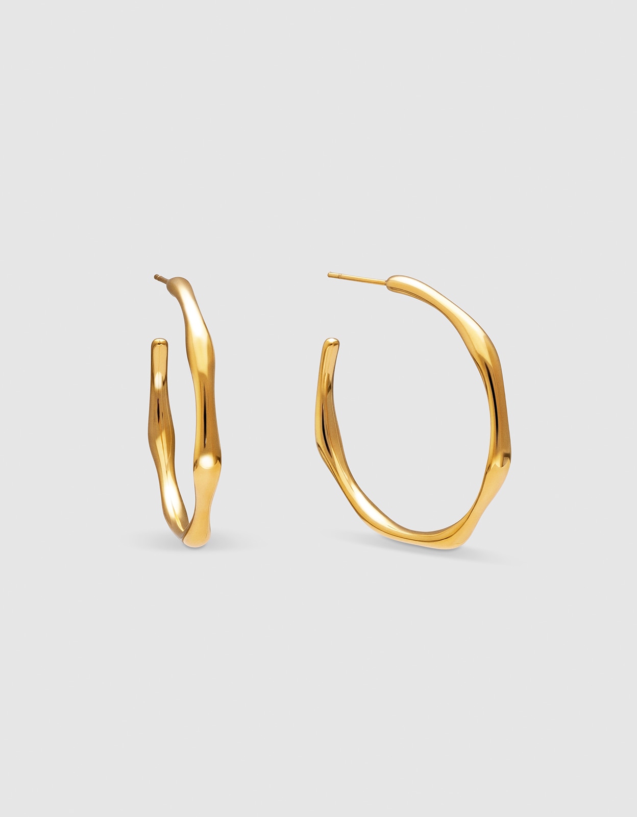 Pendientes aro bamboo de acero bañado en oro - Singularu - Dorado Dorado-1