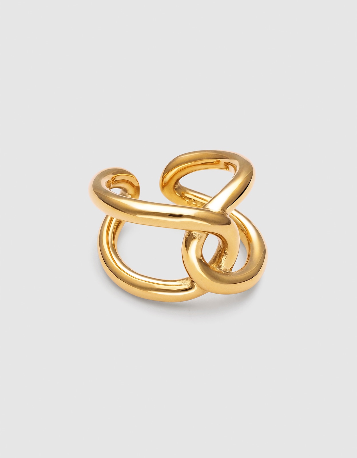 Anillo one link de acero bañado en oro - Singularu - Dorado Dorado-1