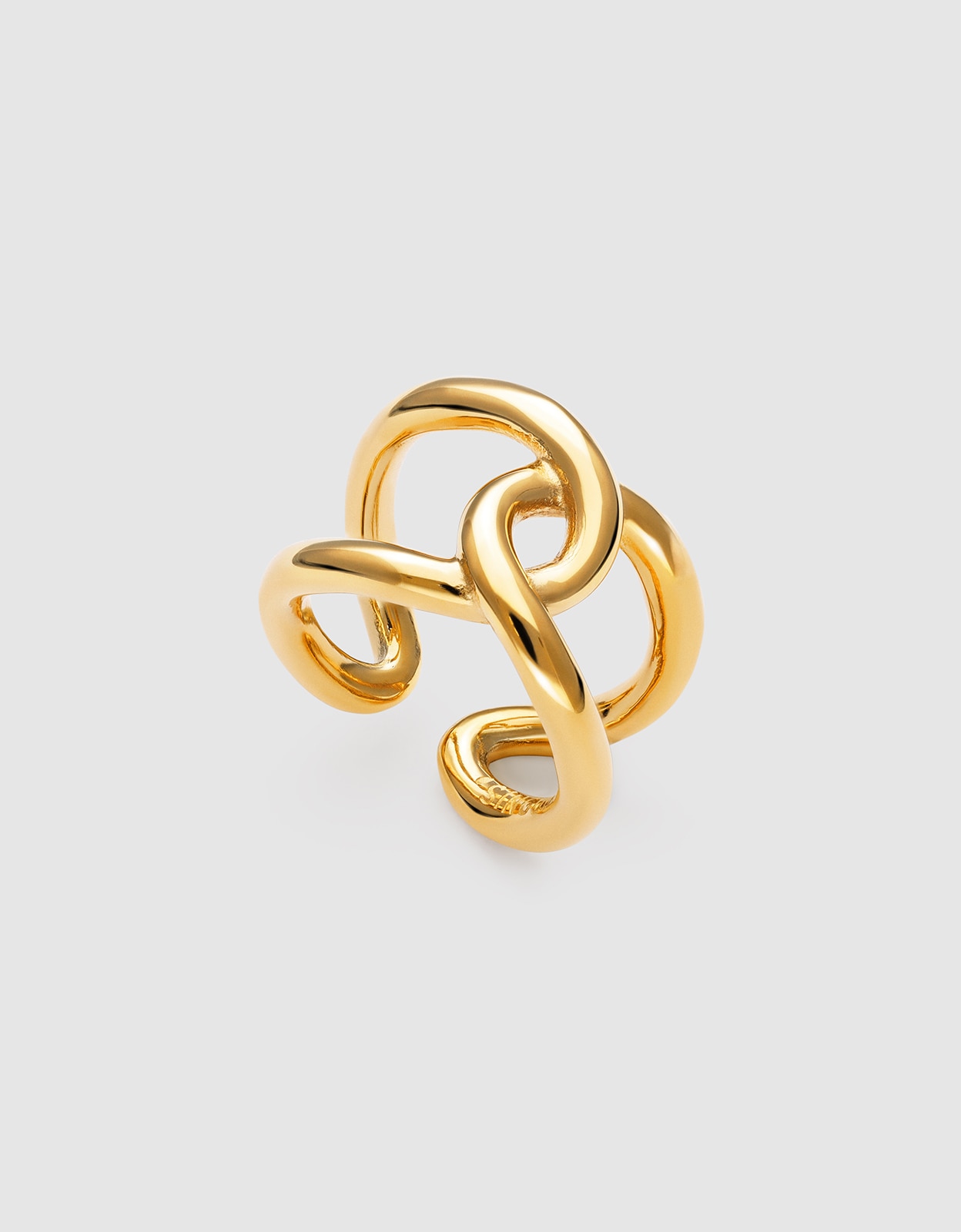 Anillo one link de acero bañado en oro - Singularu - Dorado Dorado-3