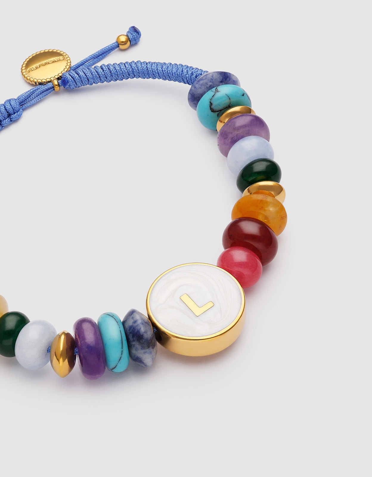 Pulsera personalizada letter nácar de acero bañado en oro - Singularu - l - Multicolor Multicolor-4