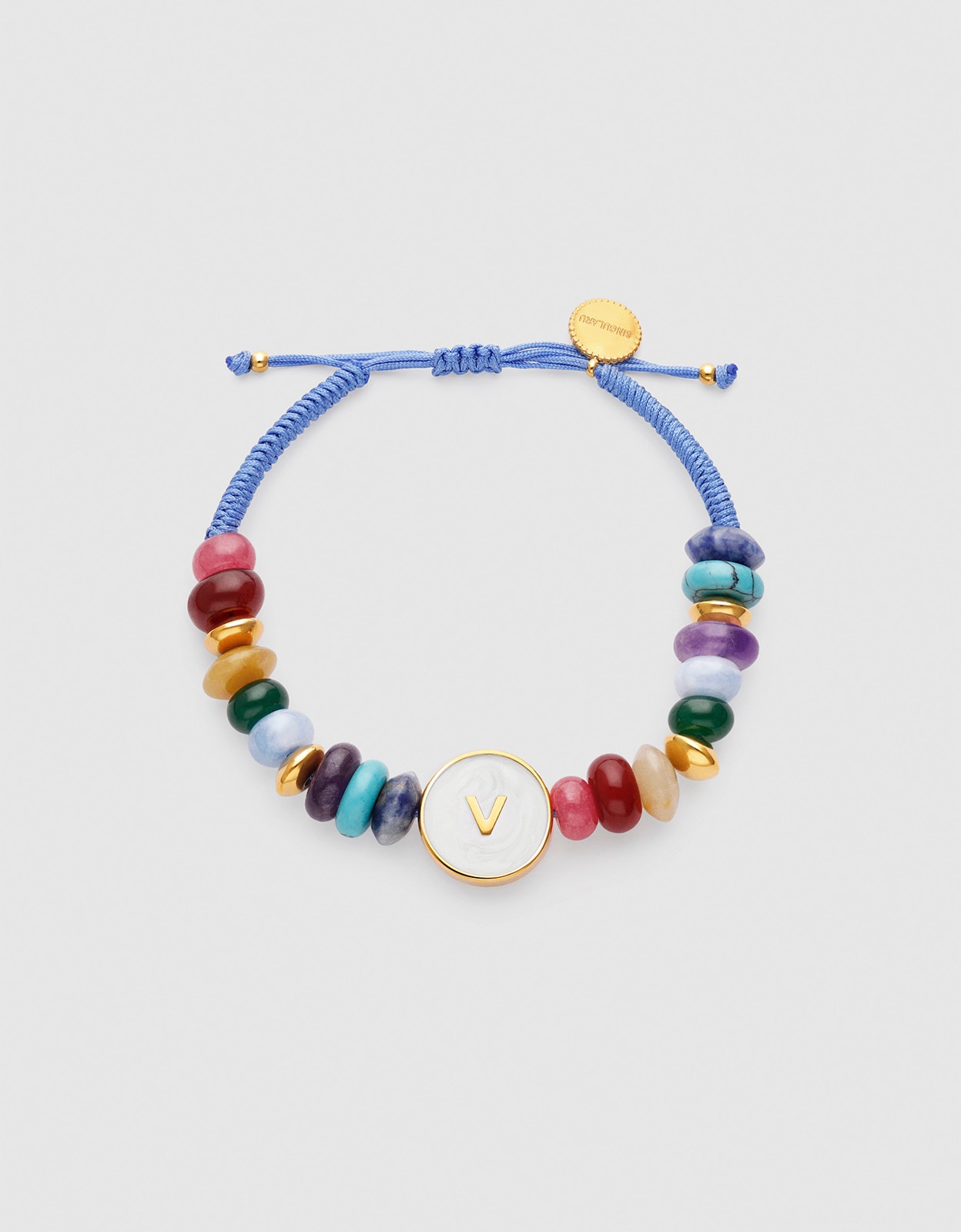 Pulsera personalizada letter nácar de acero bañado en oro - Singularu - v - Multicolor Multicolor-1