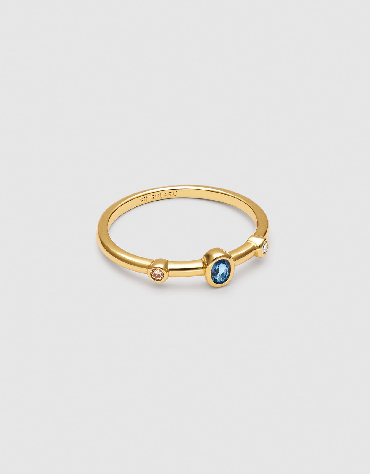 Anillo leonor índigo de aleación de metales bañado en oro - Singularu - Azul Azul-1