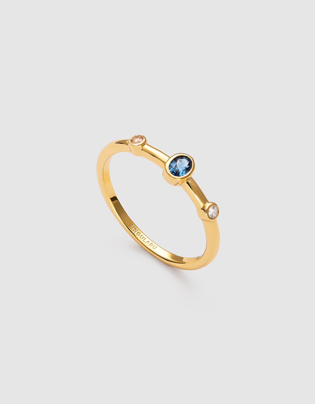 Anillo leonor índigo de aleación de metales bañado en oro - Singularu - Azul Azul-3