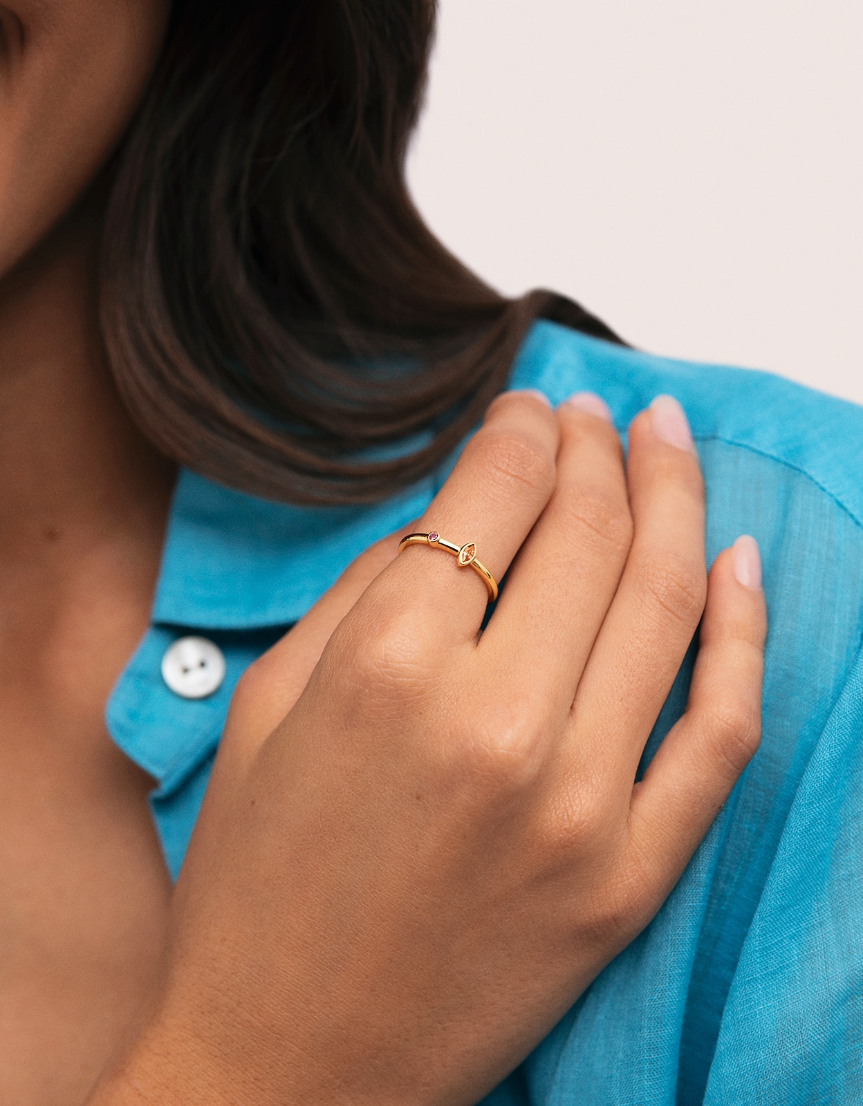 Anillo leonor calid de aleación de metales bañado en oro - Singularu - Naranja Naranja-2