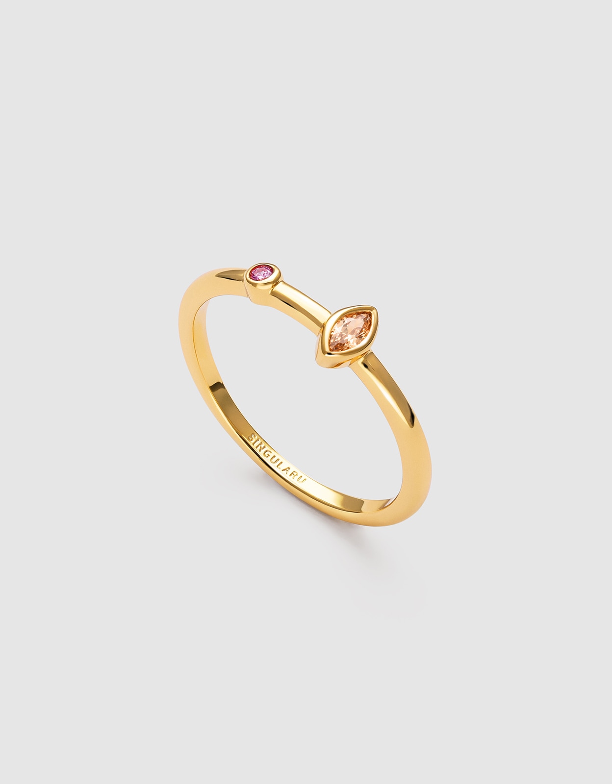 Anillo leonor calid de aleación de metales bañado en oro - Singularu - Naranja Naranja-3