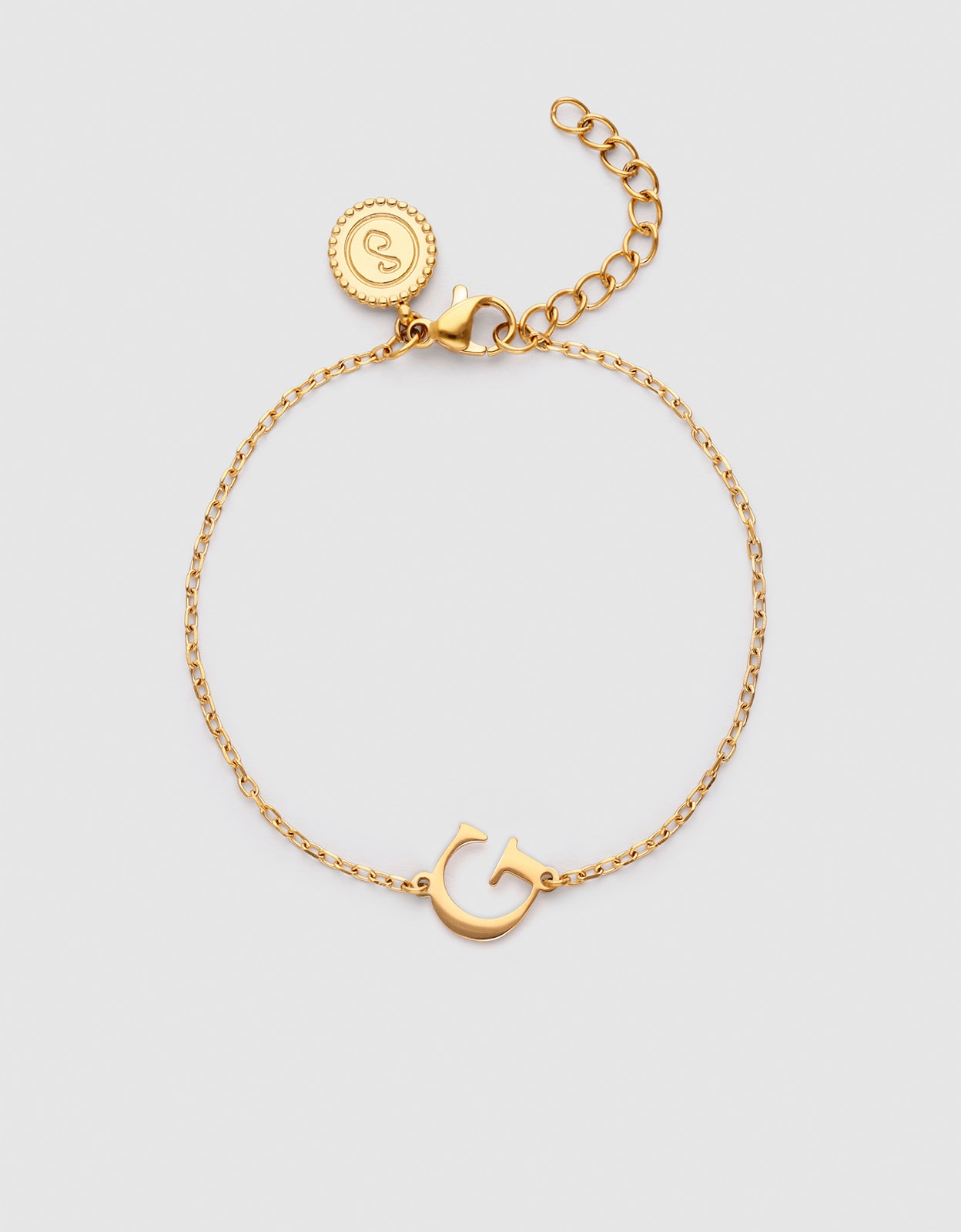 Imagen 1 de Pulsera de cadena single letter de acero bañado en oro - Singularu - g - Dorado Dorado