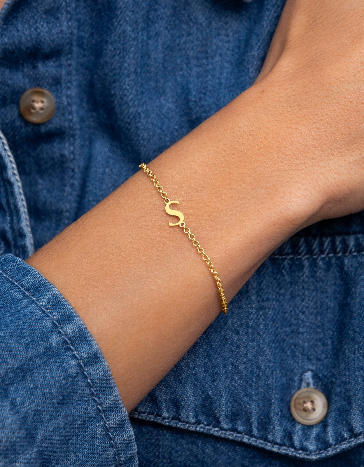 Imagen 5 de Pulsera de cadena single letter de acero bañado en oro - Singularu - g - Dorado Dorado