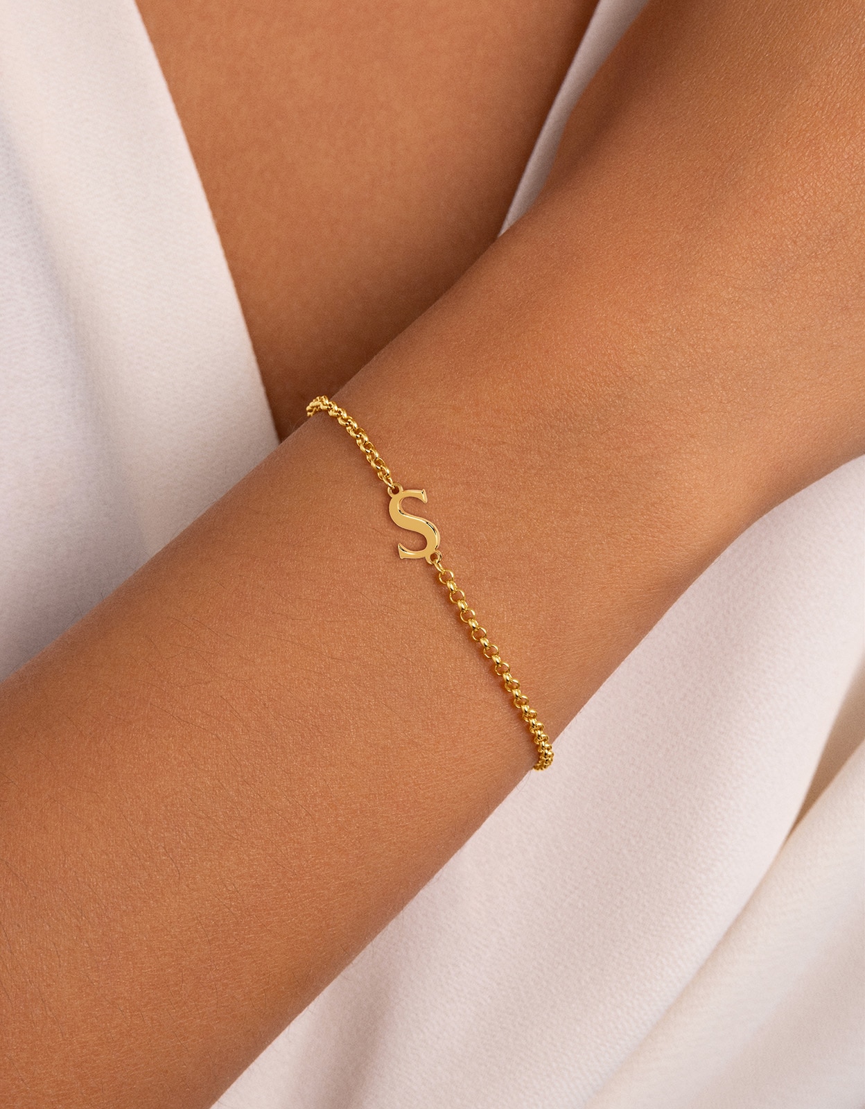 Imagen 2 de Pulsera de cadena single letter de acero bañado en oro - Singularu - s - Dorado Dorado