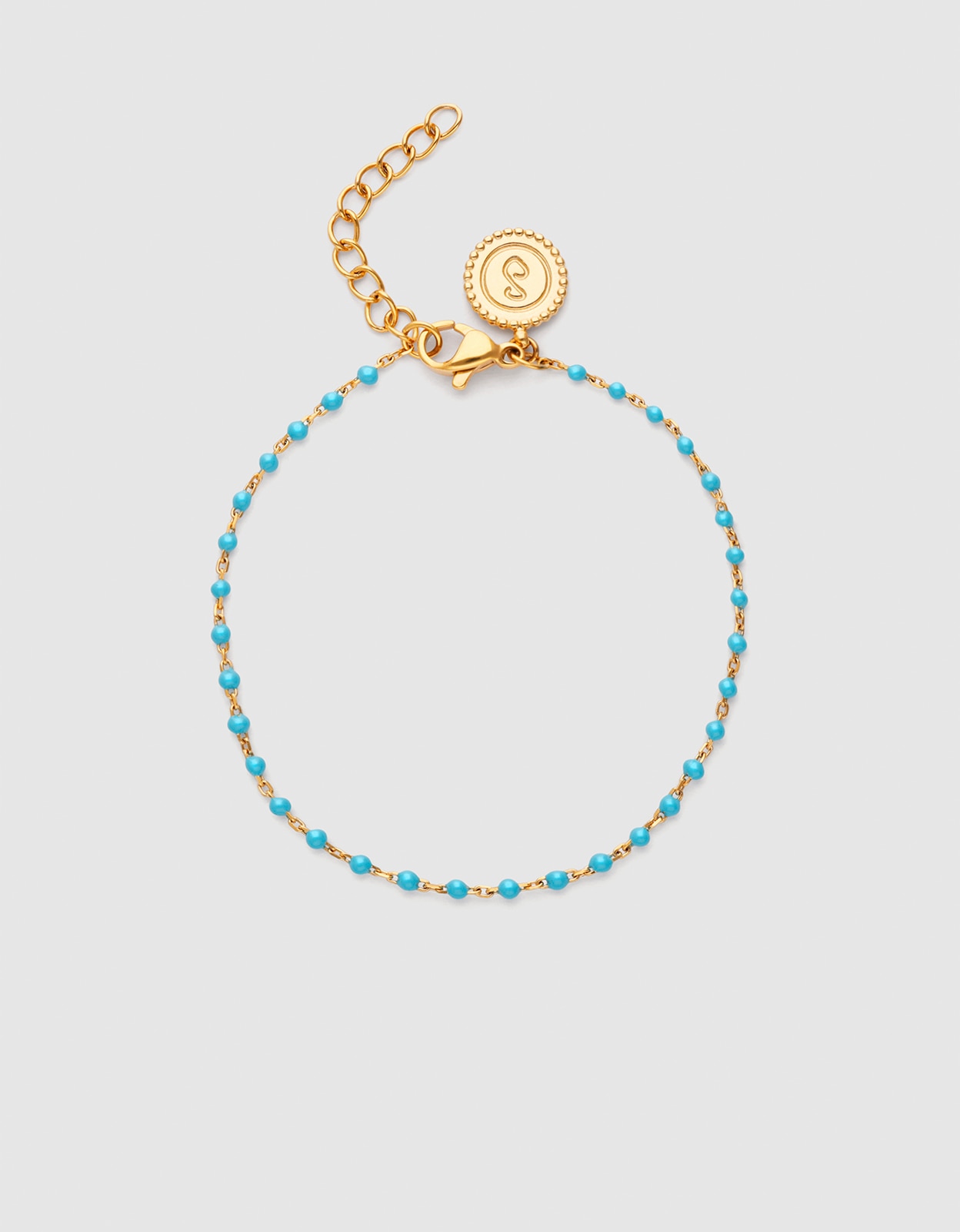 Imagen 0 de Pulsera de cadena dots turquoise enamel de acero bañado en oro Azul