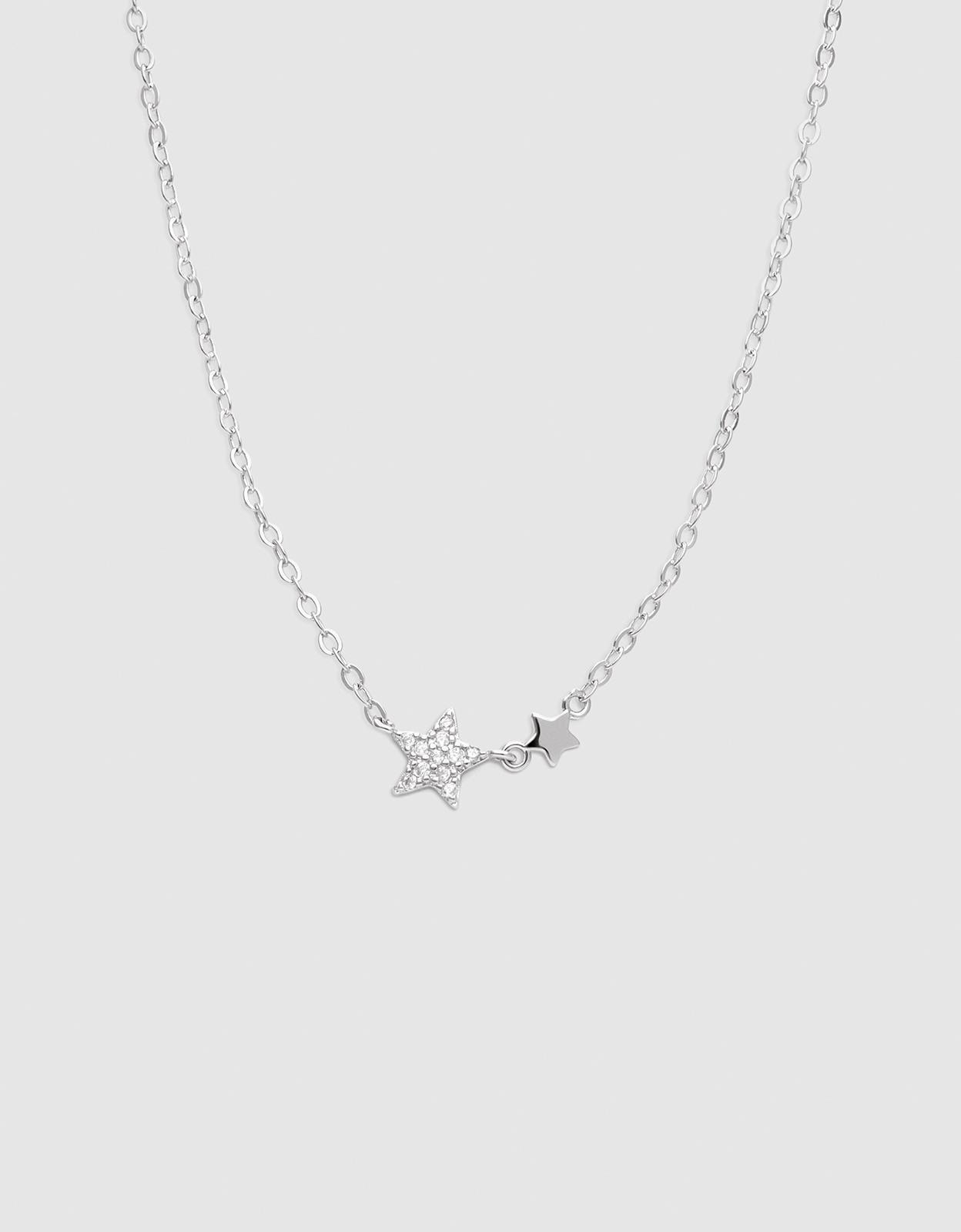 Collar duo stars de aleación de metales bañado en rodio - Singularu - Plateado Plateado-1