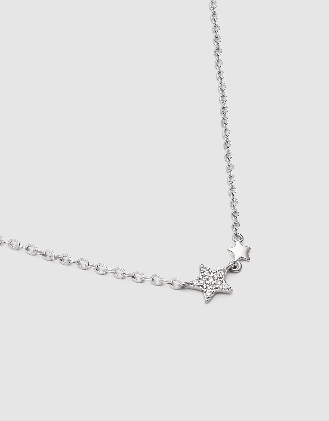 Collar duo stars de aleación de metales bañado en rodio - Singularu - Plateado Plateado-3