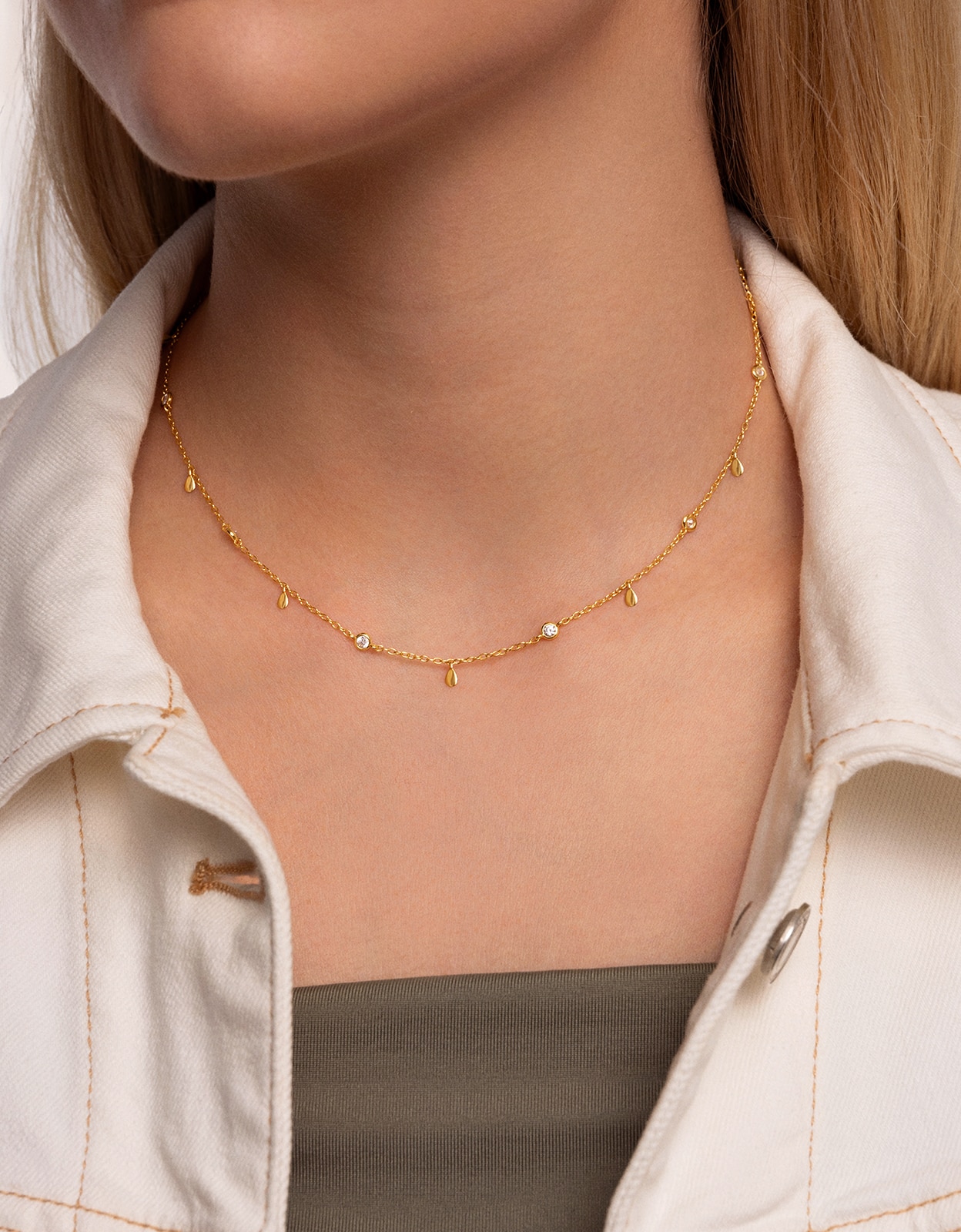 Collar mini spark drop de aleación de metales bañado en oro - Singularu - Dorado Dorado-2