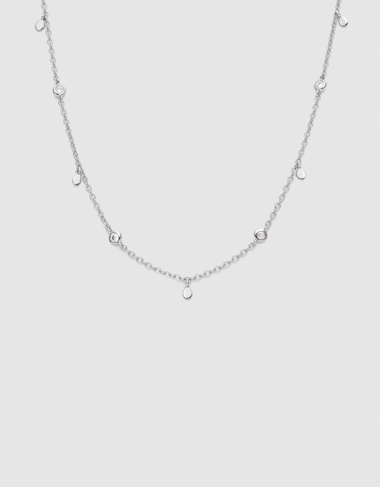 Collar mini spark drop de aleación de metales bañado en rodio - Singularu - Plateado Plateado-1