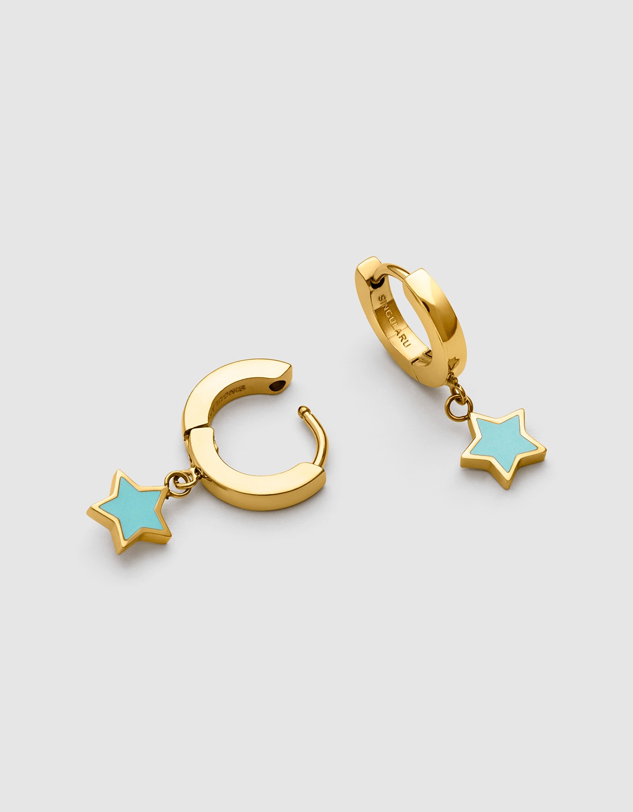 Pendientes aro star sky de acero bañado en oro - Singularu - Azul Azul-3