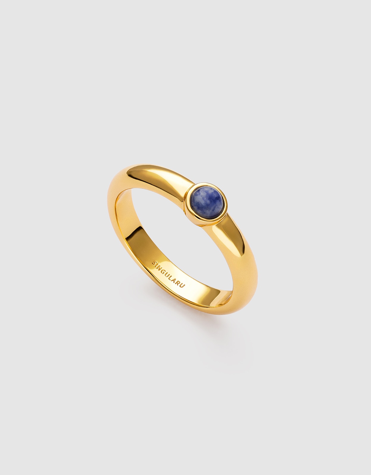 Anillo alma cianita de aleación de metales bañado en oro - Singularu - Azul Azul-3