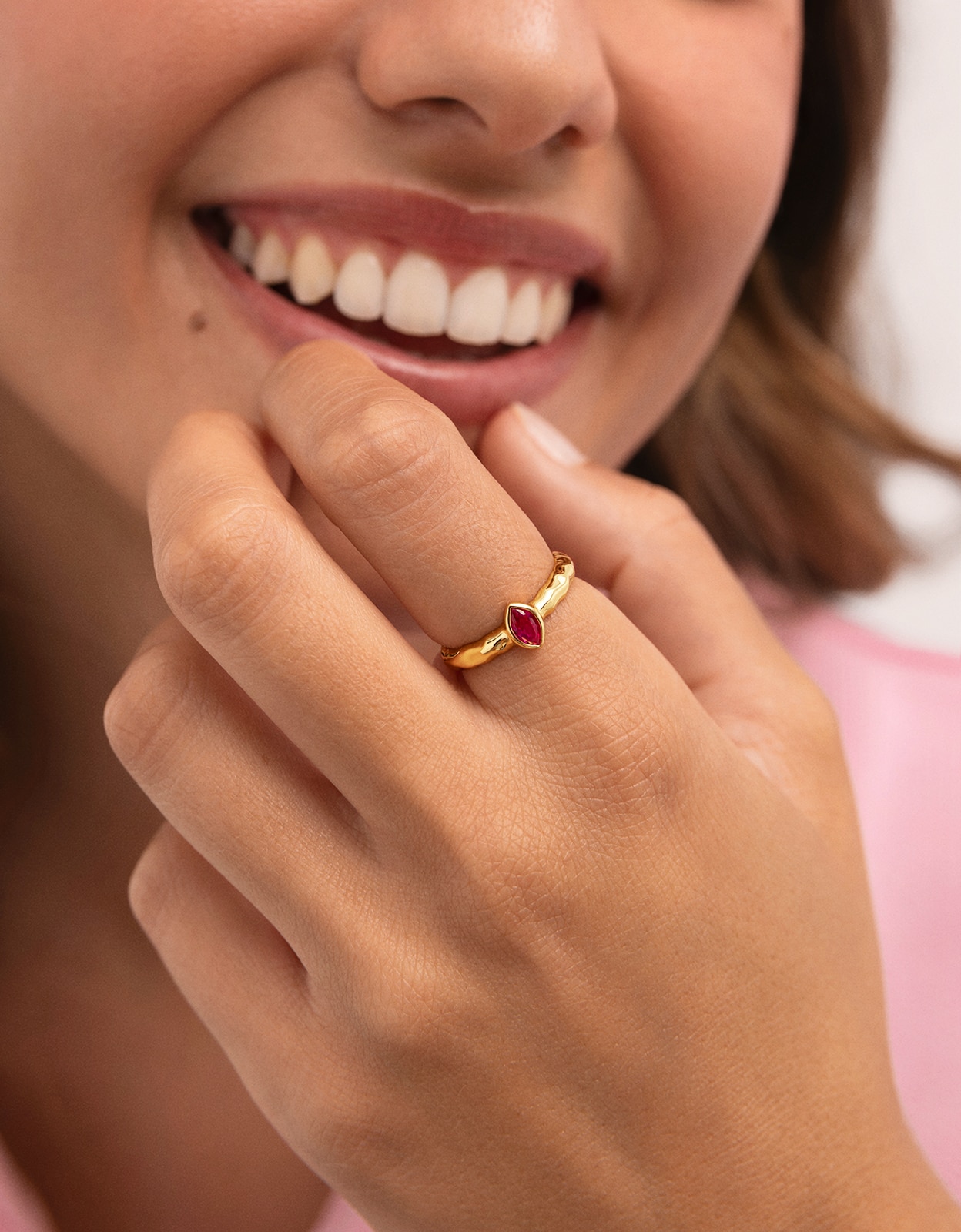 Anillo alma rosé de aleación de metales bañado en oro - Singularu - Rosa Rosa-2