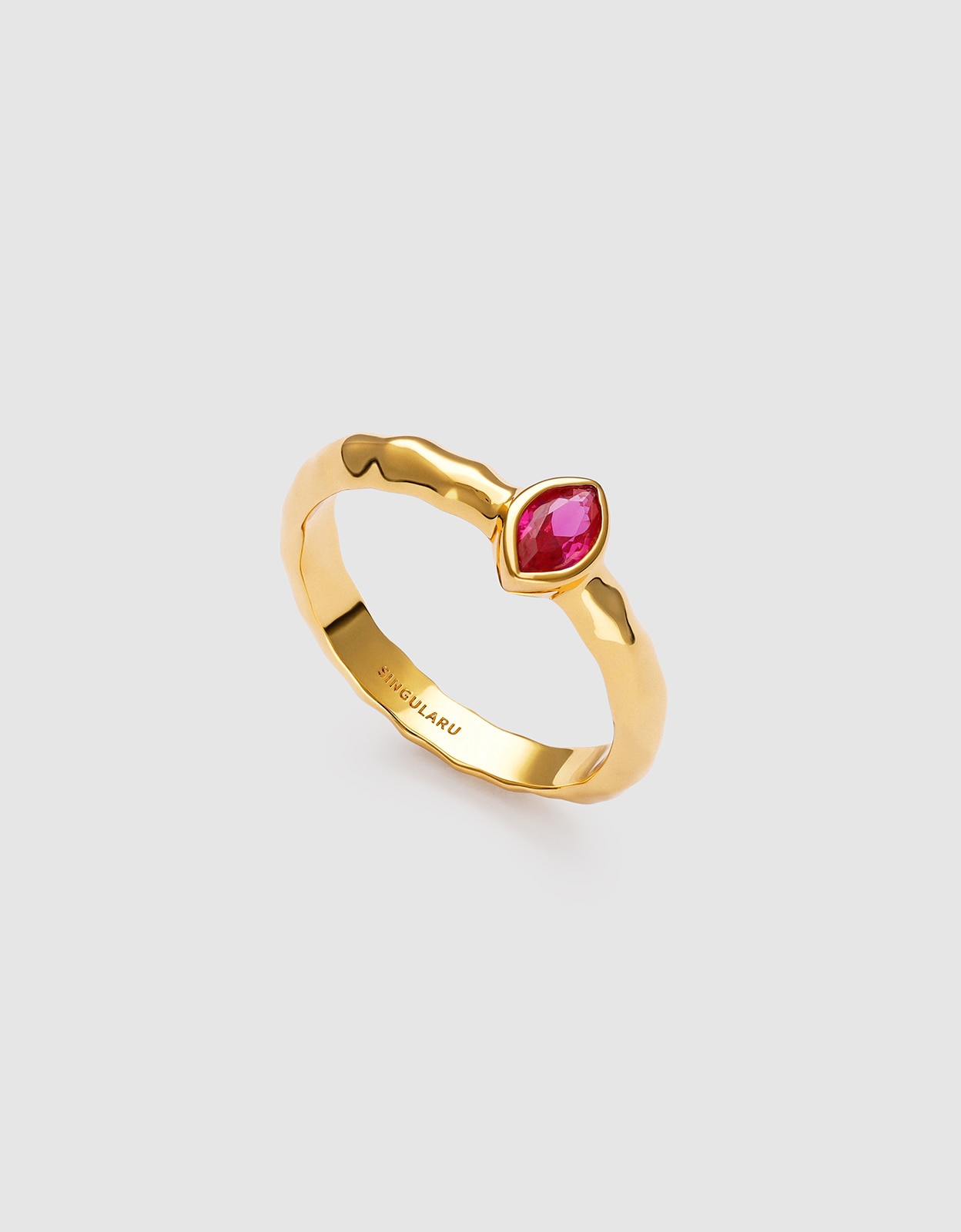 Anillo alma rosé de aleación de metales bañado en oro - Singularu - Rosa Rosa-3