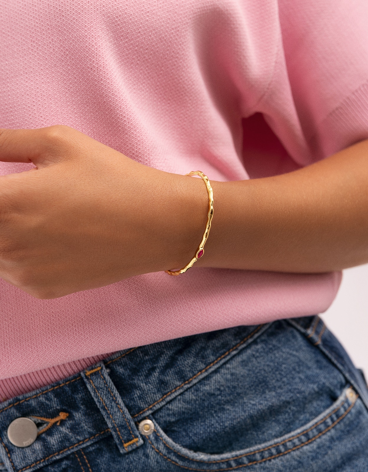 Brazalete alma rosé de aleación de metales bañado en oro - Singularu - Rosa Rosa-3