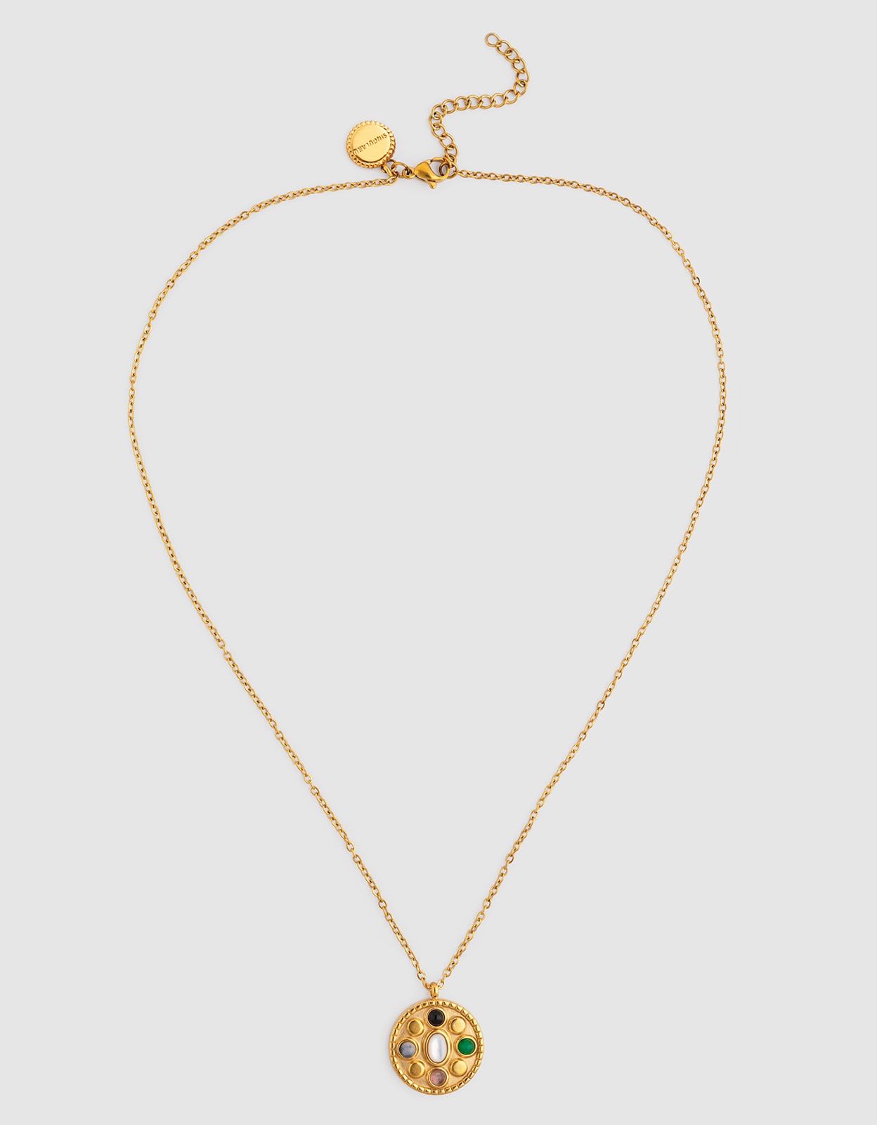 Imagen 5 de Collar medallion five stones mística de acero bañado en oro - Singularu - Multicolor Multicolor