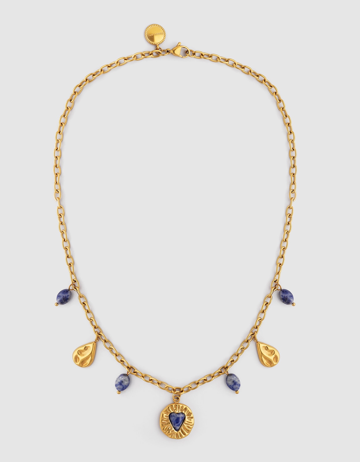 Collar multicharms denim cianita de acero bañado en oro - Singularu - Azul Azul-5