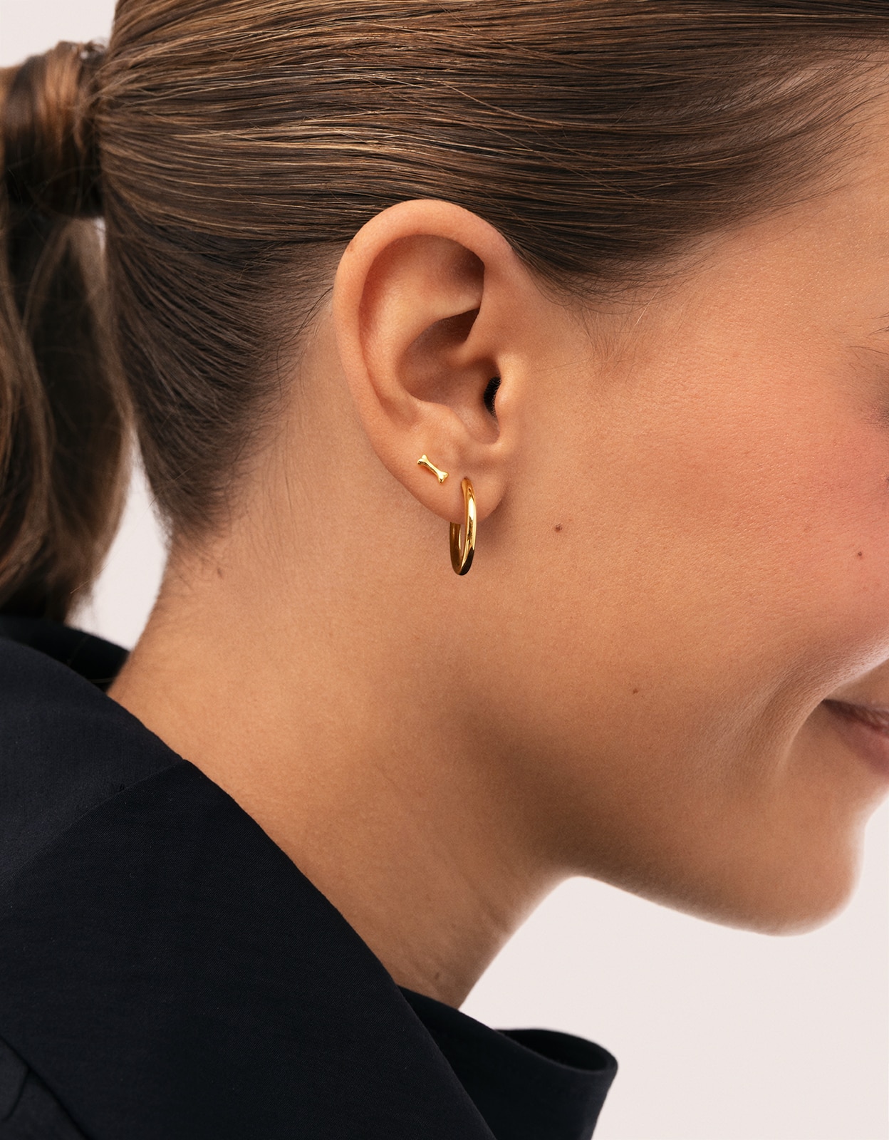Piercing mini huesito de plata bañada en oro - Singularu - Dorado Dorado-2