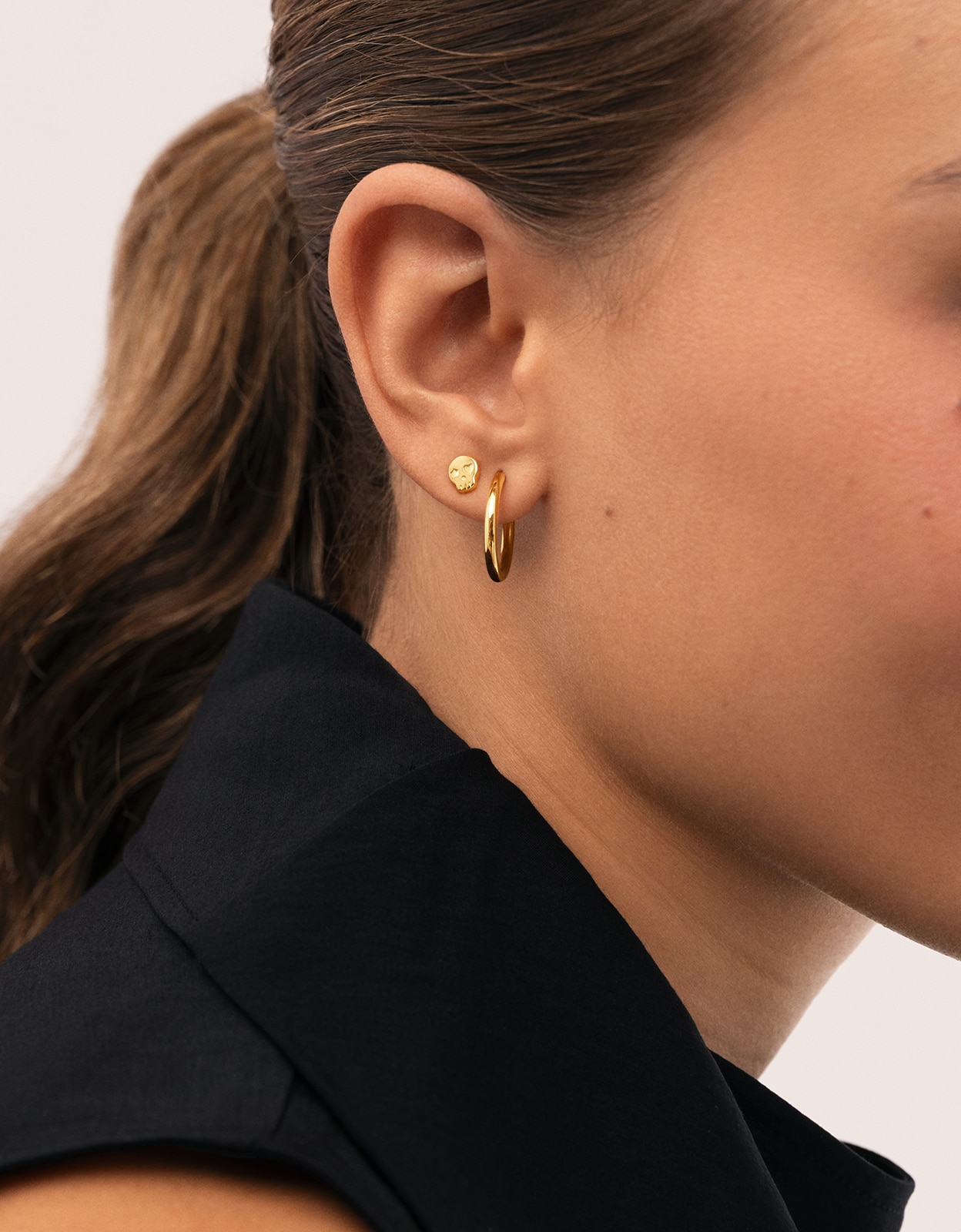 Piercing mini esqueleto de plata bañada en oro - Singularu - Dorado Dorado-2