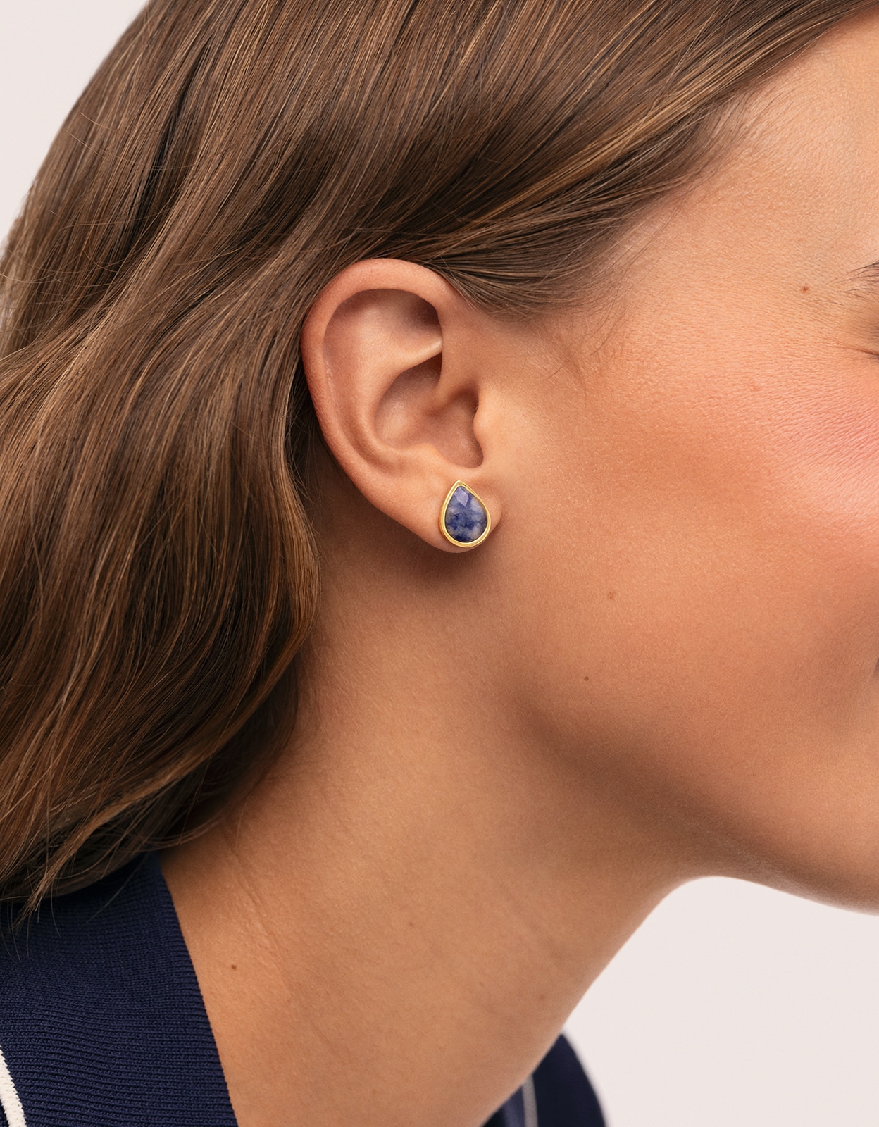 Pendientes alma cianita de acero bañado en oro - Singularu - Azul Azul-3