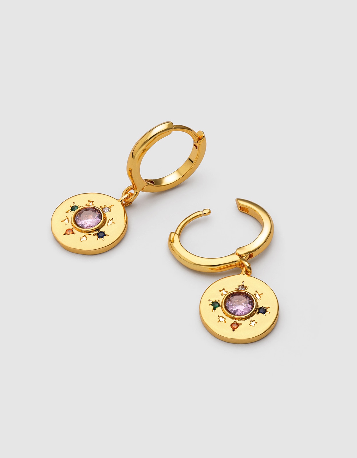 Imagen 3 de Pendientes rosetón de aleación de metales bañado en oro - Singularu - Multicolor Multicolor