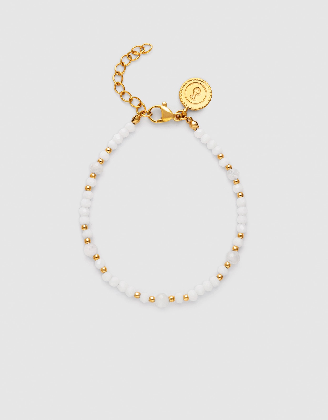 Pulsera de cadena clara de acero bañado en oro - Singularu - Blanco Blanco-1