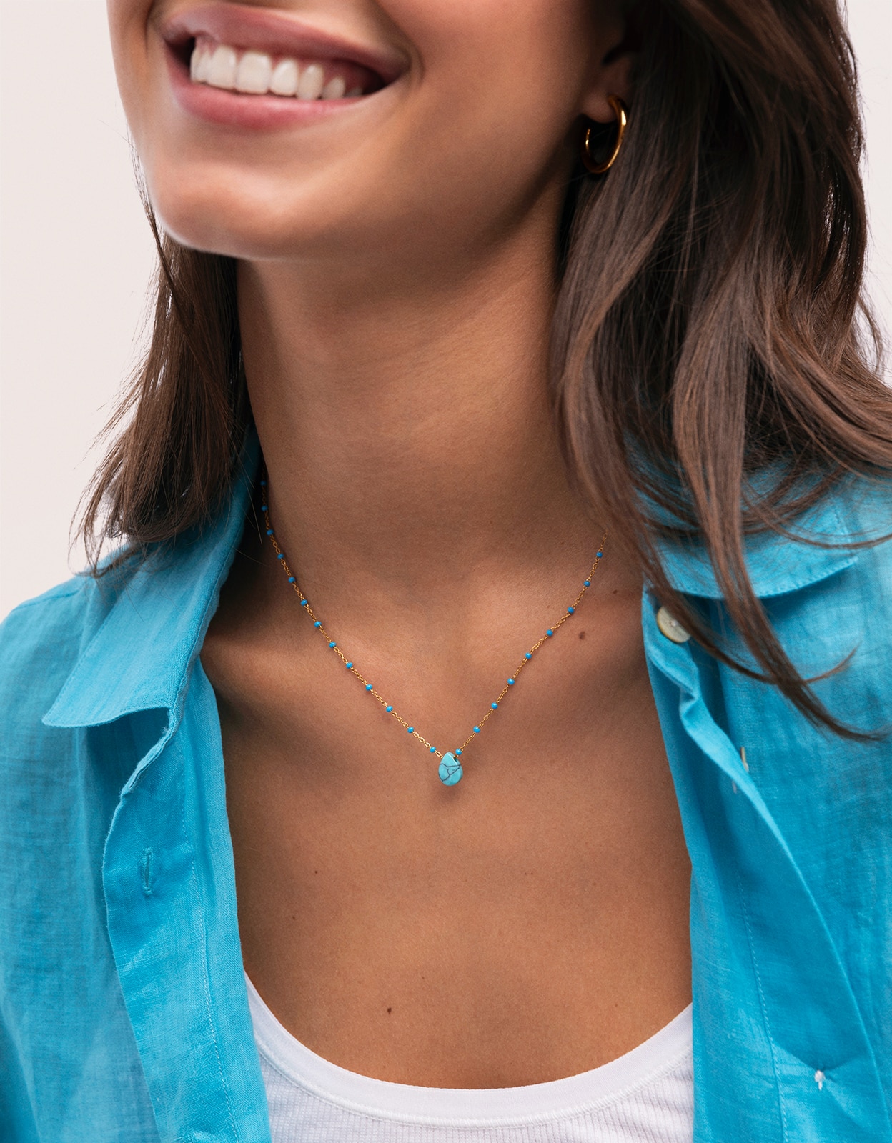 Collar hydra azul de acero bañado en oro - Singularu - Azul Azul-2