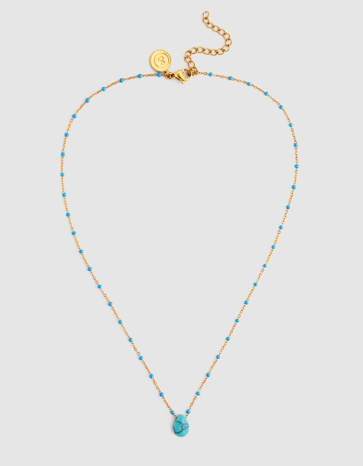 Collar hydra azul de acero bañado en oro - Singularu - Azul Azul-4