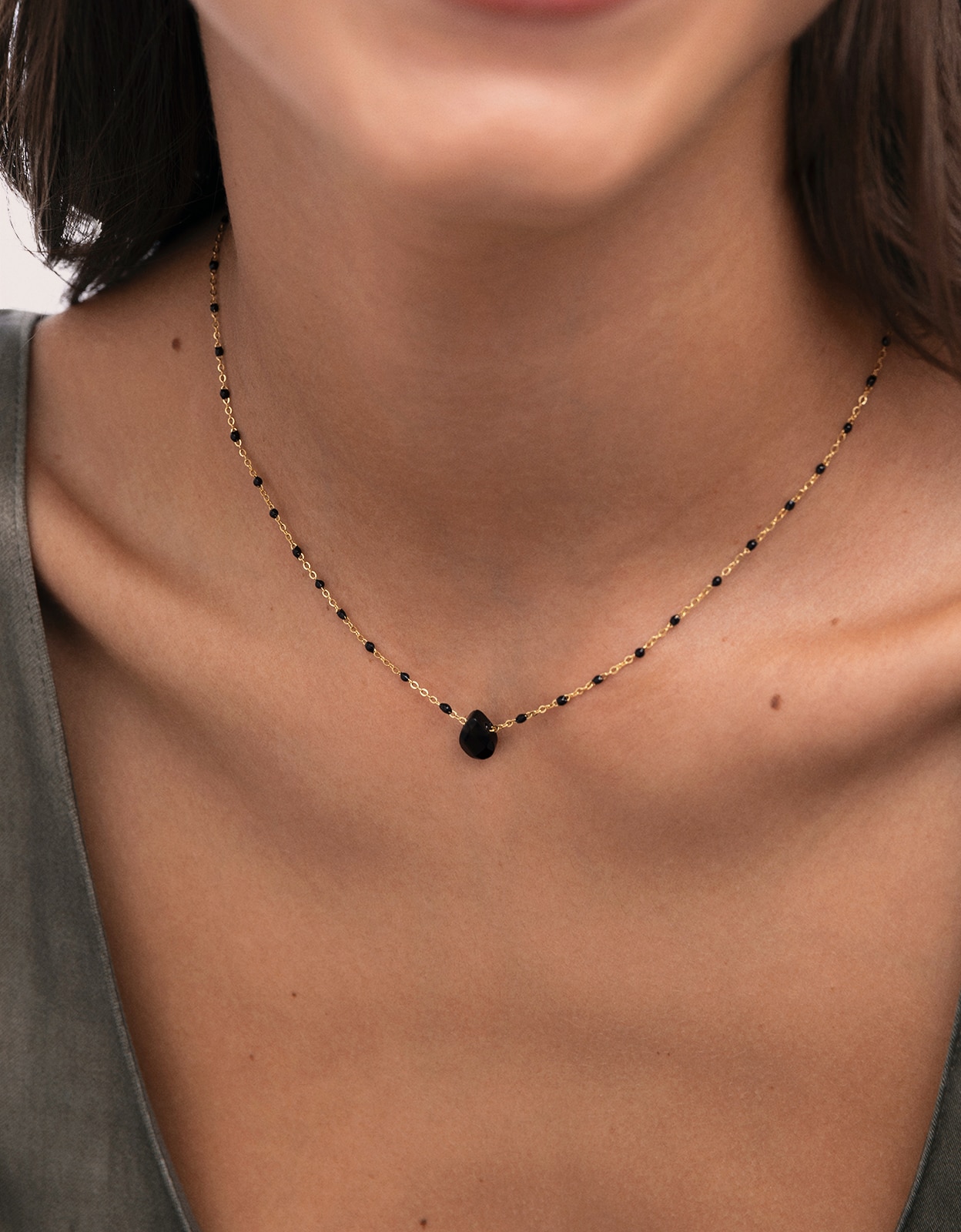 Collar hydra negro de acero bañado en oro - Singularu - Negro Negro-2