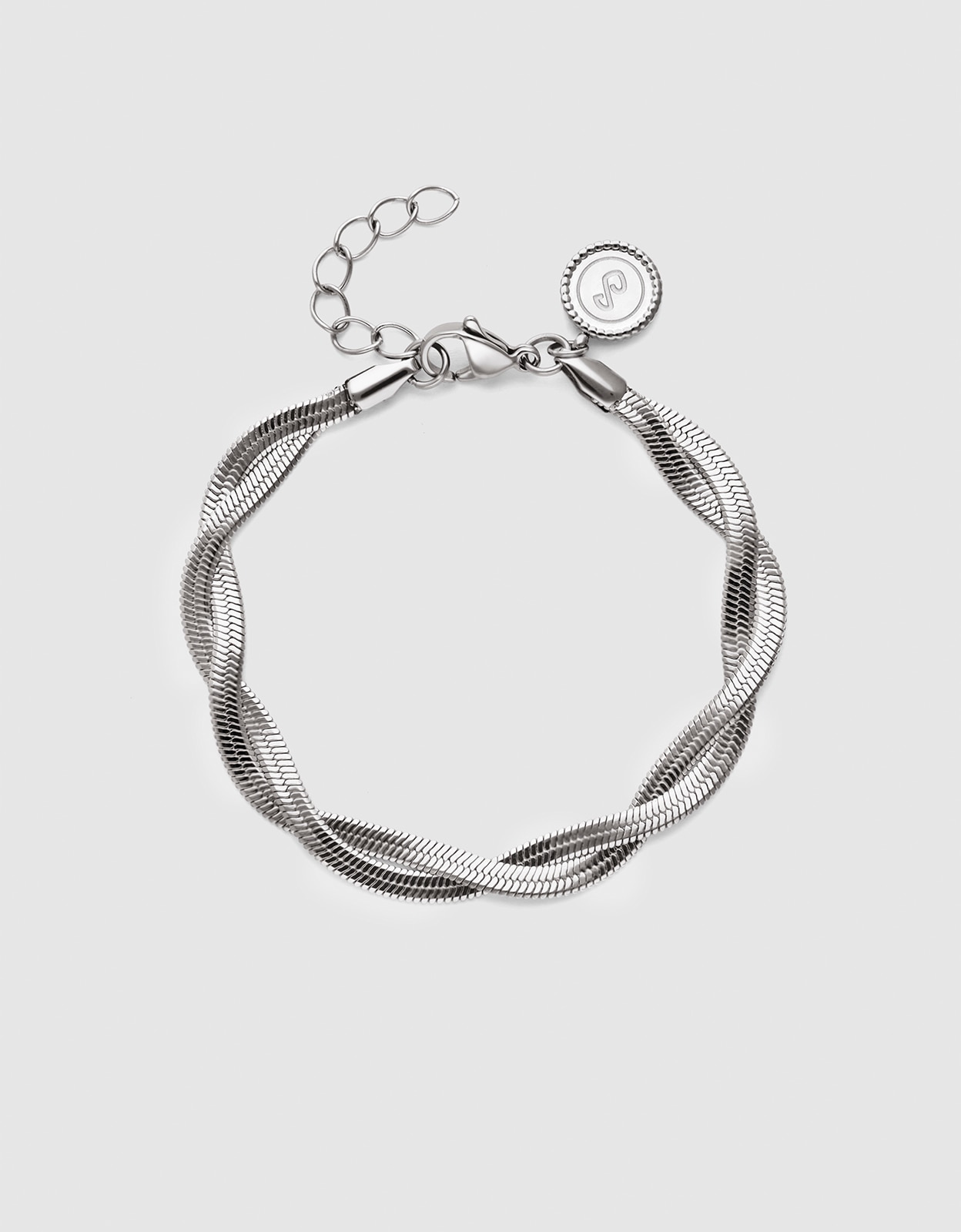 Pulsera de cadena doble lisse twister de acero - Singularu - Plateado Plateado-1